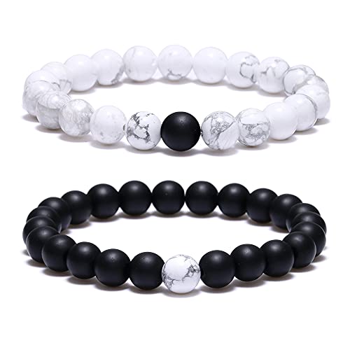 FUTTMI 4 Stück Distanzbeziehungsarmbänder für Damen und Herren, Holz-Naturstein-Perlen, Paar-Armbänder, für Sie und Ihn, Energieperlen, Armband, Stein, Achat, FUTTMI 4 Stück Distanzbeziehungsarmbänder für Damen und Herren, Holz-Naturstein-Perlen, Paar-Armbänder, für Sie und Ihn, Energieperlen, Armband, Stein, Achat, von FUTTMI