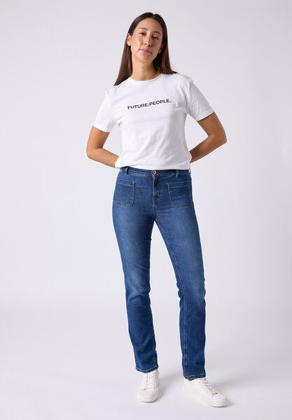 FUTURE:PEOPLE. 05:05 STRAIGHT FIT POCKET - MID WAIST aus weichem Stretch-Denim aus Bio-Baumwoll-Mix (30505 0 1008 ) von FUTURE:PEOPLE.