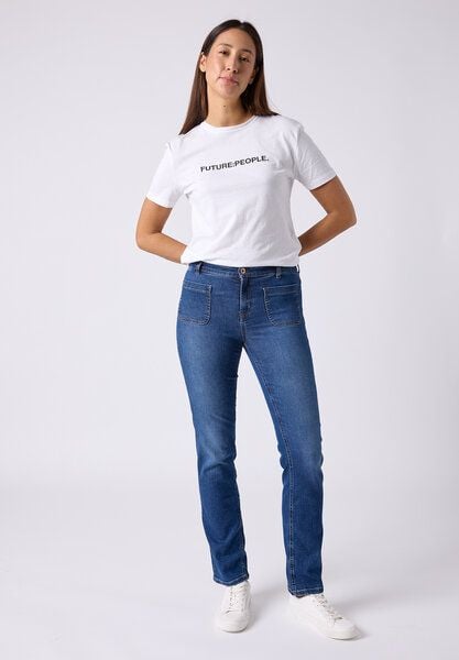 FUTURE:PEOPLE. 05:05 STRAIGHT FIT POCKET - MID WAIST aus weichem Stretch-Denim aus Bio-Baumwoll-Mix (30505 0 1008 ) von FUTURE:PEOPLE.