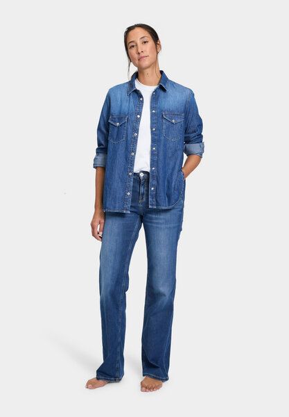 FUTURE:PEOPLE. 06:00 WIDE LEG - MID WAIST- Damen Jeans aus leichtem Stretch-Denim aus Bio-Baumwoll/ Tencel-Mix (30600 1 1004) von FUTURE:PEOPLE.