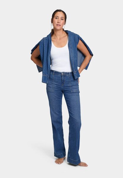 FUTURE:PEOPLE. 06:02 WIDE LEG CLASSY - MID WAIST aus leichtem Stretch-Denim aus Bio-Baumwoll/ Tencel-Mix (30602 0 1004) von FUTURE:PEOPLE.