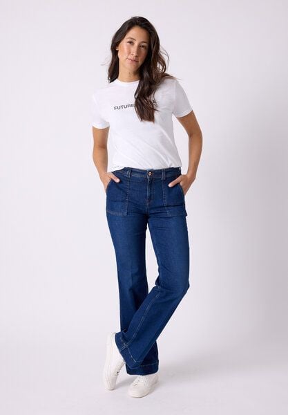 FUTURE:PEOPLE. 06:02 WIDE LEG CLASSY - MID WAIST aus weichem Stretch-Denim aus Bio-Baumwoll-Mix (30602 1 1008 ) von FUTURE:PEOPLE.