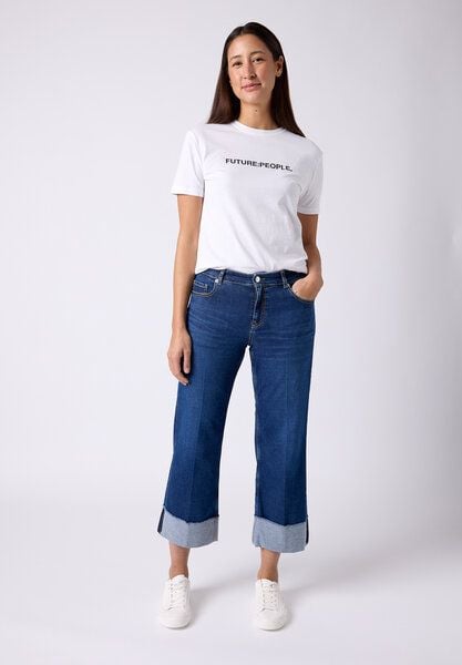 FUTURE:PEOPLE. 06:05 WIDE LEG TURN UP - MID WAIST- Damen Jeans aus leichtem Stretch-Denim aus Bio-Baumwoll/ Tencel-Mix (30605 0 1004) von FUTURE:PEOPLE.
