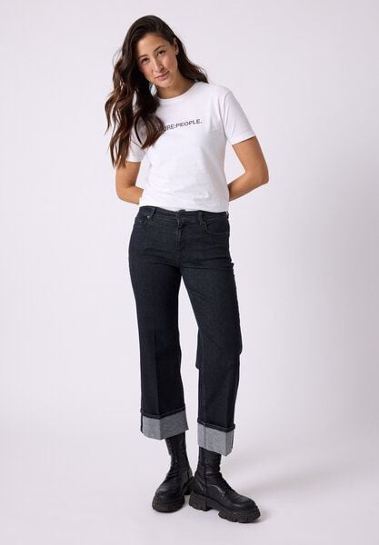 FUTURE:PEOPLE. 06:05 WIDE LEG TURN UP - MID WAIST aus weichem Stretch-Denim aus Bio-Baumwoll-Mix (30605 0 1008 ) von FUTURE:PEOPLE.