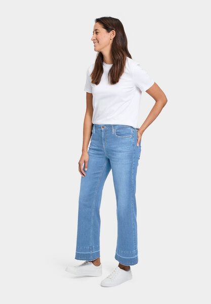 FUTURE:PEOPLE. 06:07 WIDE LEG CUT OFF - MID WAIST aus leichtem Stretch-Denim aus Bio-Baumwoll/ Tencel-Mix (30607 0 1004) von FUTURE:PEOPLE.