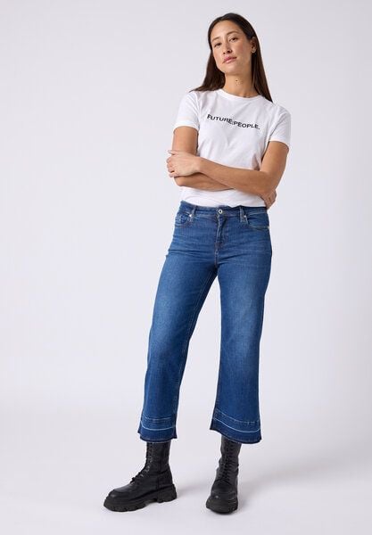 FUTURE:PEOPLE. 06:07 WIDE LEG CUT OFF - MID WAIST- Damen Jeans aus weichem Stretch-Denim aus Bio-Baumwoll-Mix (30607 0 1008 ) von FUTURE:PEOPLE.
