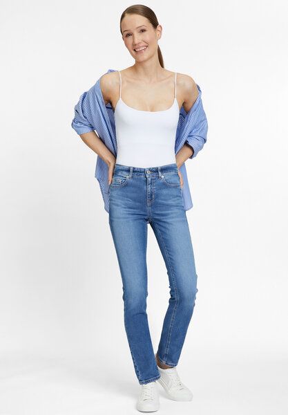 FUTURE:PEOPLE. 09:00 SLIM FIT - MID WAIST- Damen Jeans aus leichtem Stretch-Denim aus Bio-Baumwoll/ Tencel-Mix (30900 0 1004) von FUTURE:PEOPLE.