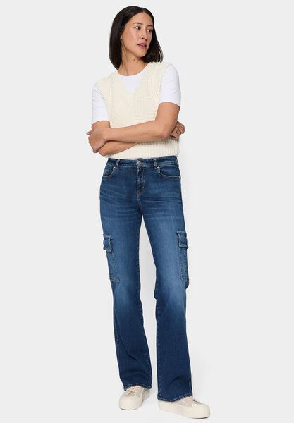 FUTURE:PEOPLE. NAME: 06:03 WIDE LEG CARGO - MID WAIST aus weichem Stretch-Denim aus Bio-Baumwoll-Mix (30603 0 1008) von FUTURE:PEOPLE.