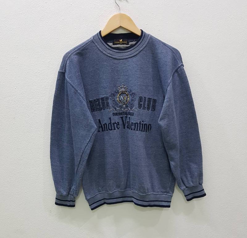 Vintage Andre Valentino Sweatshirts Stickerei Big Logo Spell Out Pullover Nice Design Medium Size von FUTURE81