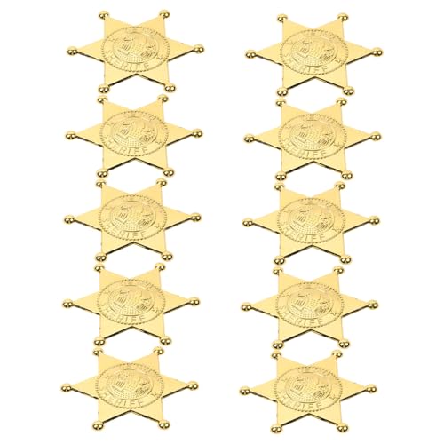 FUTUREORYY 10 Stück Teiliges Kleine Pins Wiederverwendbar Kunststoff Goldfarbene Polizeimarken für Rollenspiele Fasching Halloween Party Zubehör Kindgerechtes Kostümzubehör von FUTUREORYY