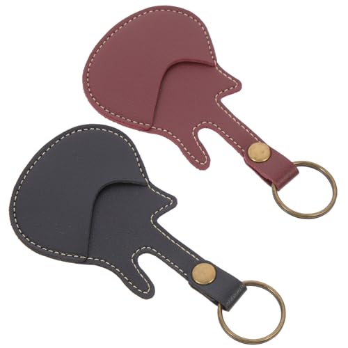 FUTUREORYY 2 Stück Teiliges Gitarren Plektrum Etui aus Langlebigem Leder Tragbare Pick Aufbewahrungstasche mit Schlüsselring Geeignet für Gitarre Ukulele Akustikgitarre Praktischer Organizer von FUTUREORYY