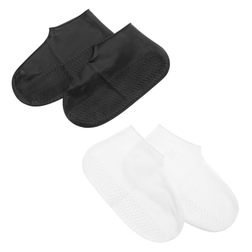 FUTUREORYY 4Paar wasserdichte Wiederverwendbare Silikon Überschuhe rutschfeste Dicke Regenschutz Schuhüberzieher für Damen und Herren Elastisch Robust Schmutzabweisend Langlebig von FUTUREORYY