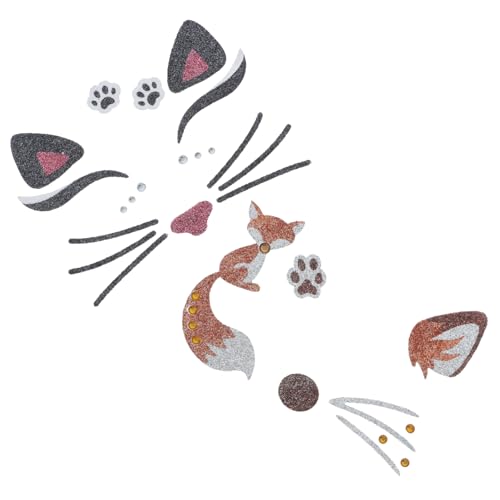 FUTUREORYY 4stücke Tiergesicht-aufkleber Für Partys Niedliche Katzen Und Fuchs- -sticker Aus Glitzerpapier Für Make-up Und Dekoration Hautfreundlich Für Feiern Karneval Und Mehr von FUTUREORYY