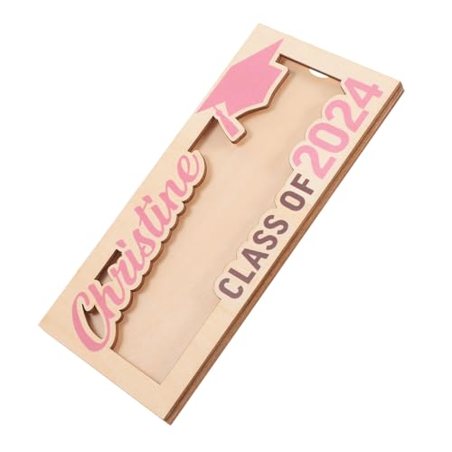 FUTUREORYY Abschlussbehälter-Geldhalter Geldhalter der Klasse 2024 Abschlussgeldinhaber Abschlussgeldhalter 2024 Absolvent DIY-Geldhalter aus Holz Grad-Geldhalter hölzern Rosa von FUTUREORYY