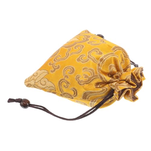 FUTUREORYY Gesangsschalenzug Geldbörse Für Damen Kleine Taschen Für Die Handtasche Bestickte Schmuckbeutel Kleines Münztäschchen Geldbörse Mit Stickerei Glücksgeldbeutel Yellow Die Seide von FUTUREORYY