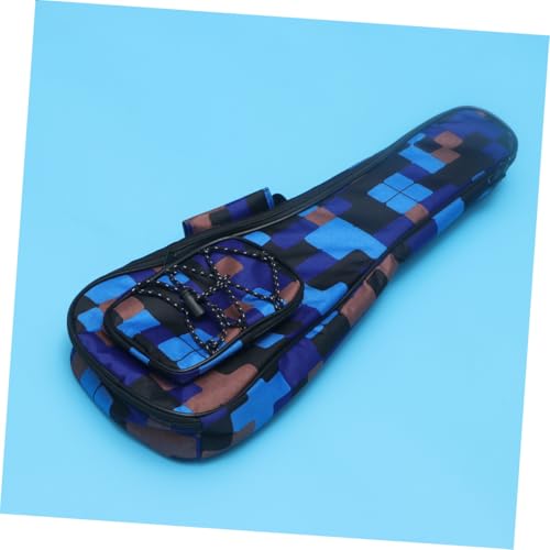 FUTUREORYY Ukulele Rucksack Gepolstert mit Baumwollschutz Verstellbare Doppelträger Modisches Kariertes und Blumiges Design Praktische Fronttasche für Männer und Frauen Blaue Ukulele Tasche von FUTUREORYY
