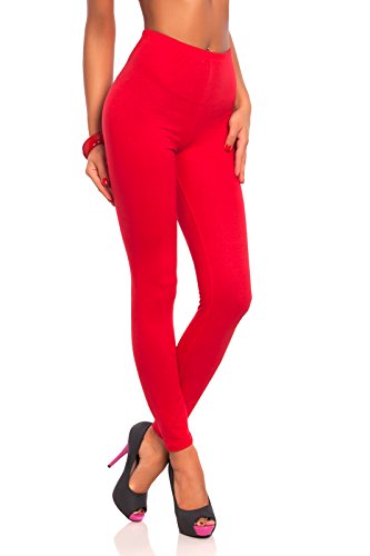 FUTURO FASHION® - Damen Leggings mit hohem Bund - knöchellang - auch in Übergrößen - LWP - Rot - 36 von FUTURO FASHION