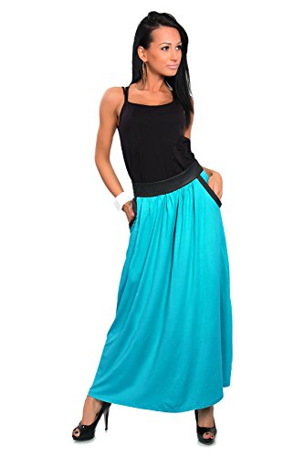 FUTURO FASHION® - Damen Maxi-Rock - knöchellang - mit Taschen - A-Linie - Größe 36-46 - 8373 - Türkis - 36 (S) von FUTURO FASHION