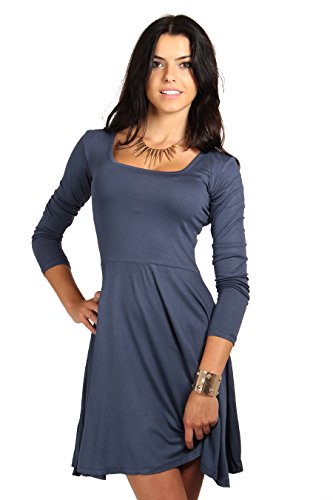 FUTURO FASHION® - Damen Minikleid - langärmlig & elegant - Jersey - einfarbig - Größe 36-46 - FT2520 - Graphit - 36 (S) von FUTURO FASHION