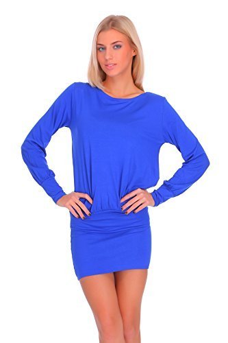 FUTURO FASHION® - Damen Minikleid mit U-Ausschnitt - langärmlig & elegant - 8998 - Royalblau - 44 (XXL) von FUTURO FASHION