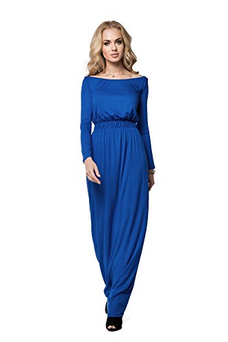 FUTURO FASHION® - Elegantes Maxi-Dress mit Empire-Linie - bodenlang - weiter U-Ausschnitt - langärmlig - Größe 36-46 - FM08 - Royalblau - 46 (XXXL) von FUTURO FASHION