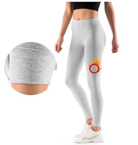 FUTURO FASHION® - warme Winterleggings mit Fleecefutter - dick & lang - Baumwolle - FX2P8 - Aschgrau - 42 von FUTURO FASHION