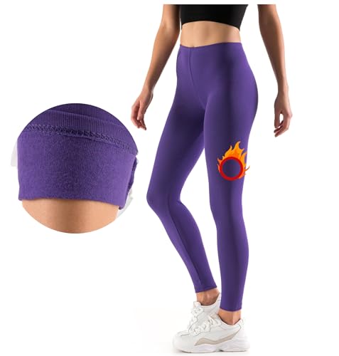 FUTURO FASHION® - warme Winterleggings mit Fleecefutter - dick & lang - Baumwolle - FX2P8 - Violett - 42 von FUTURO FASHION