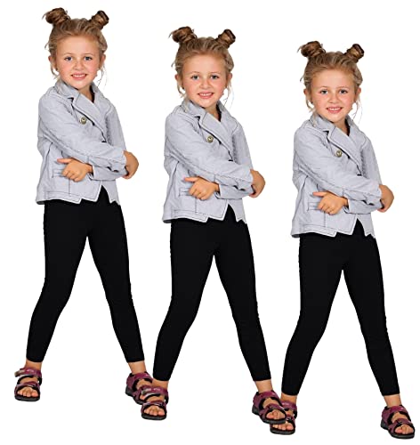 FUTURO FASHION Mädchen Leggings Baumwolle – Kinderleggings 2–13 Jahre (Größe 92–158), Atmungsaktiv, Blickdicht & Bequem, Viele Farben für Schule & Freizeit Schwarz 3 Jahre 3er Pack von FUTURO FASHION