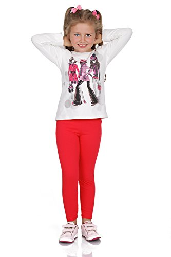 FUTURO FASHION Mädchen Leggings Baumwolle – Kinderleggings 2–13 Jahre (Größe 92–158), Atmungsaktiv, Blickdicht & Bequem, Viele Farben für Schule & Freizeit Rot 6 Jahre von FUTURO FASHION