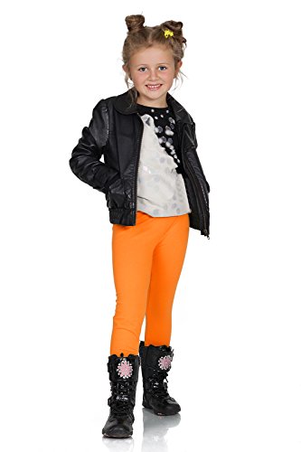 FUTURO FASHION Mädchen Leggings Baumwolle – Kinderleggings 2–13 Jahre (Größe 92–158), Atmungsaktiv, Blickdicht & Bequem, Viele Farben für Schule & Freizeit Orange 10 Jahre von FUTURO FASHION