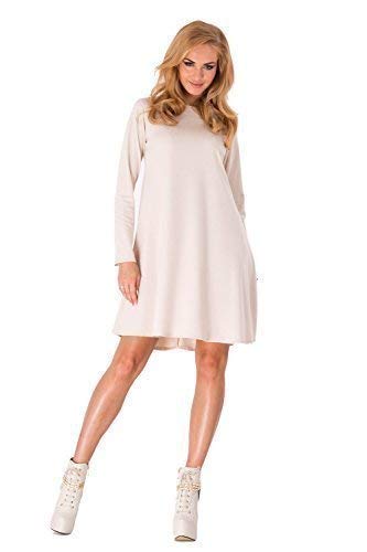 FUTURO FASHION - Damen Cocktailkleid mit Reißverschluss und Langen Ärmeln - A-Linie - FA323 - Beige - XL von FUTURO FASHION