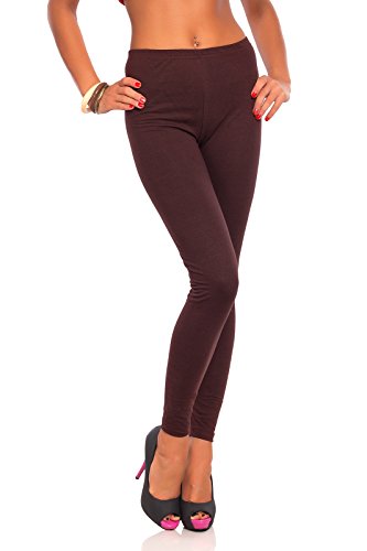 FUTURO FASHION - Damen Leggings aus Baumwolle - knöchellang - weich - Übergrößen - Braun - 48 Hohe Bundhöhe von FUTURO FASHION