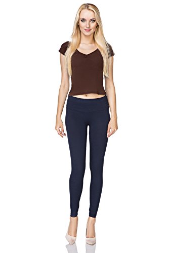 FUTURO FASHION - Damen Leggings aus Baumwolle - knöchellang - weich - Übergrößen - Dunkelblau - 48 Hohe Bundhöhe von FUTURO FASHION