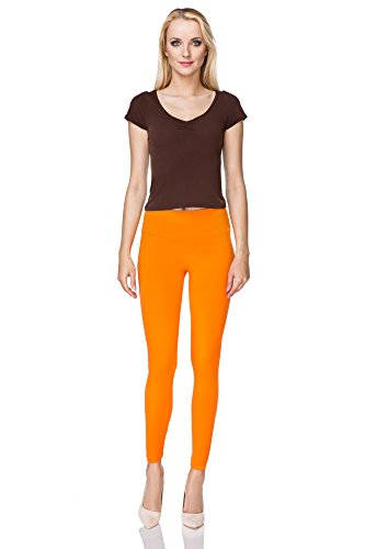 FUTURO FASHION - Damen Leggings aus Baumwolle - knöchellang - weich - Übergrößen - Orange - 40 Hohe Bundhöhe von FUTURO FASHION