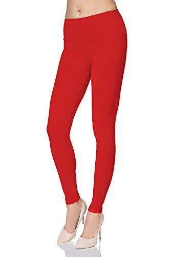 FUTURO FASHION - Damen Leggings aus Baumwolle - knöchellang - weich - Übergrößen - Purpurrot - 44 Klassische Bundhöhe von FUTURO FASHION