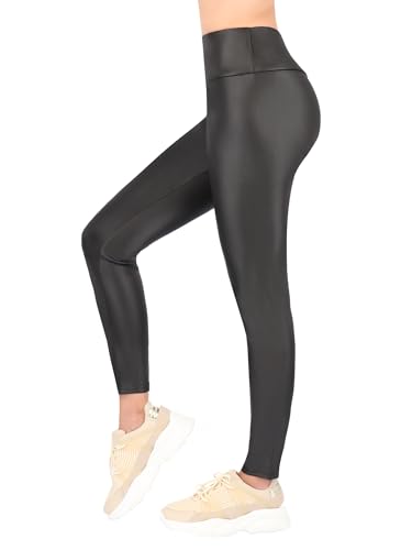 FUTURO FASHION Damen-Leggings im glänzenden Wetlook – Po-Lifting, hohe Taille, blickdichtes Design, dehnbar und atmungsaktiv, ideal für lässige Partys und Fitness von FUTURO FASHION