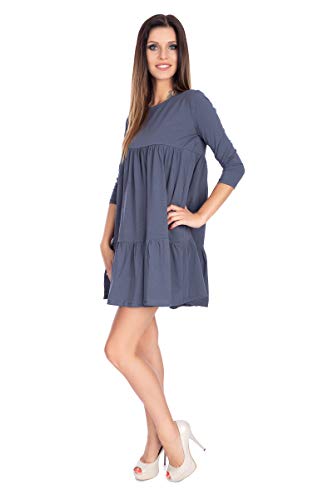FUTURO FASHION Damen Mini-Kleid mit lockerer Passform, A-Linie, 3/4-Ärmel, Drapierte Baumwolle Tunika 9023 Gr. 44, Graphit FUTURO FASHION Damen Mini-Kleid mit lockerer Passform, A-Linie, 3/4-Ärmel, Drapierte Baumwolle Tunika 9023 Gr. 44, Graphit von FUTURO FASHION