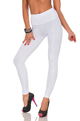 FUTURO FASHION - Lange Leggings mit Taschen - elastisch - hoher Bund - Größe 36-50 - LPK - Weiß - 40 von FUTURO FASHION