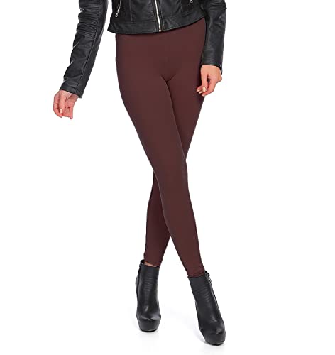 FUTURO FASHION - Lange Winterleggings - sehr warm & dick - Baumwolle - mit Fleece innen - P28 - Braun - 36 (S) von FUTURO FASHION