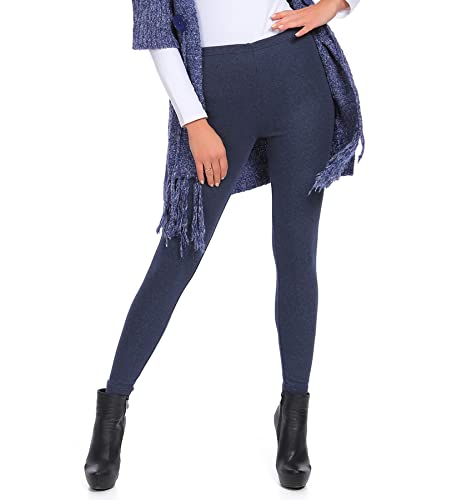 FUTURO FASHION - Lange Winterleggings - sehr warm & dick - Baumwolle - mit Fleece innen - P28 - Denim - 36 (S) von FUTURO FASHION