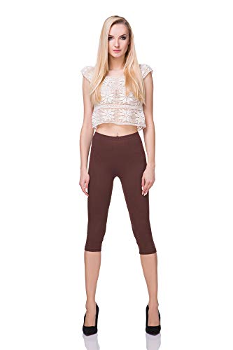 FUTURO FASHION - Leggings mit 3/4-Länge - Baumwolle - extra bequem - Übergrößen - Braun - 40 (L) von FUTURO FASHION