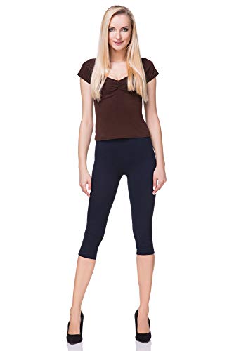 FUTURO FASHION - Leggings mit 3/4-Länge - Baumwolle - extra bequem - Übergrößen - Dunkelblau - 36 (S) von FUTURO FASHION