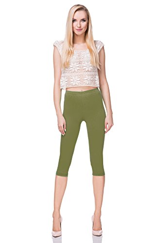 FUTURO FASHION - Leggings mit 3/4-Länge - Baumwolle - extra bequem - Übergrößen - Khaki - 38 (M) von FUTURO FASHION