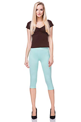 FUTURO FASHION - Leggings mit 3/4-Länge - Baumwolle - extra bequem - Übergrößen - Mintgrün - 42 (XL) von FUTURO FASHION