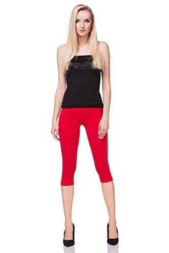 FUTURO FASHION - Leggings mit 3/4-Länge - Baumwolle - extra bequem - Übergrößen - Rot - 40 (L) von FUTURO FASHION