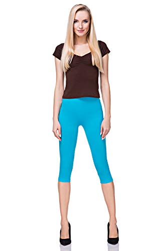 FUTURO FASHION - Leggings mit 3/4-Länge - Baumwolle - extra bequem - Übergrößen - Türkis - 42 (XL) von FUTURO FASHION