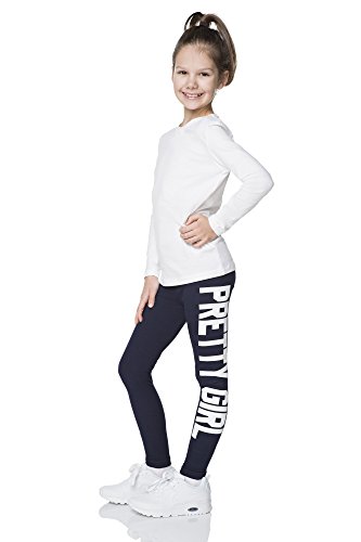 FUTURO FASHION - Mädchen Leggings mit Schriftzug „PRETTY GIRL“ - lang, bequem & elastisch - zum Tanzen - aus Baumwolle - 5-13 Jahre - DZPRT - Dunkelblau - 11 Jahre von FUTURO FASHION