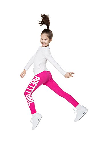 FUTURO FASHION - Mädchen Leggings mit Schriftzug „PRETTY GIRL“ - lang, bequem & elastisch - zum Tanzen - aus Baumwolle - 5-13 Jahre - DZPRT - Pink - 12 Jahre von FUTURO FASHION