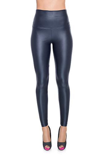 FUTURO FASHION Damen Leggins in Lederoptik Latex Hose Hohe Taille Sexy glänzend Wet Look & Mat voller Länge Leggings hohe Taille Latex Kunstleder Glanz Metallic Partylook 36-50 EU von FUTURO FASHION