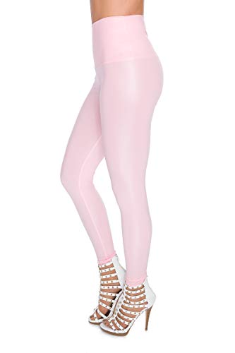 FUTURO FASHION Damen Leggins in Lederoptik Latex Hose Hohe Taille Sexy glänzend Wet Look & Mat voller Länge Leggings hohe Taille Latex Kunstleder Glanz Metallic Partylook 36-50 EU von FUTURO FASHION